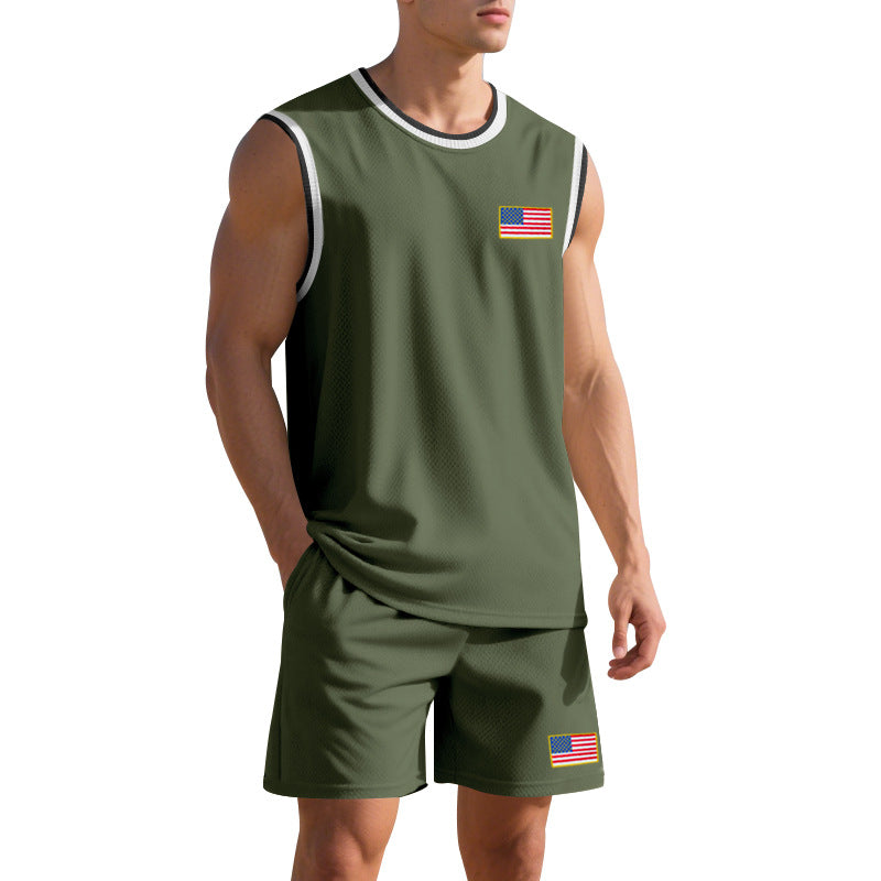 Herren Sportliches Trainingsset mit atmungsaktivem Mesh-Gewebe und modernen Flaggen-Details Aliams