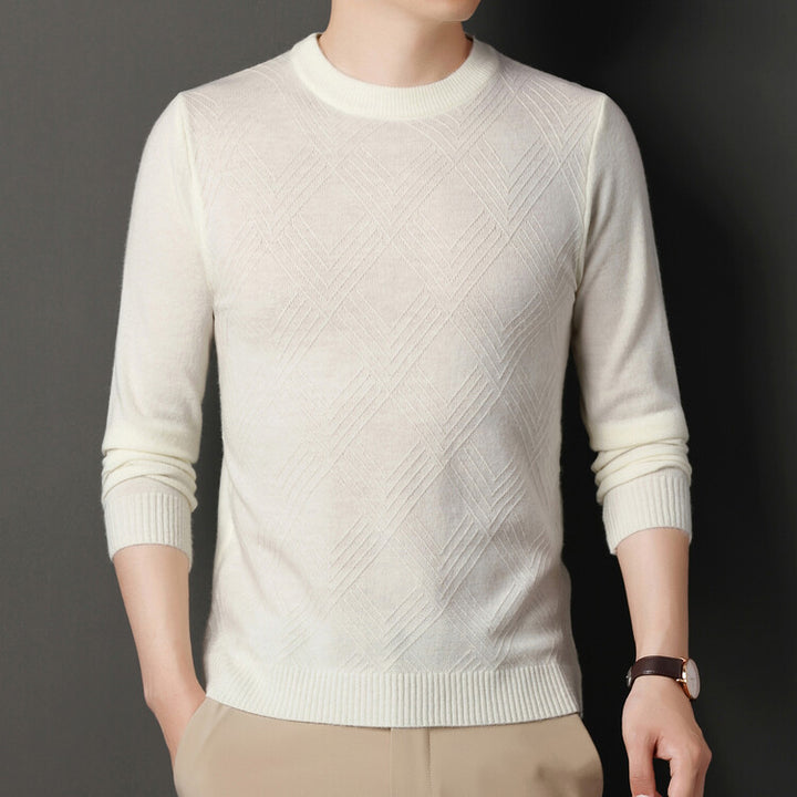 Herren edler Rundhalspullover mit strukturiertem Design Aliams