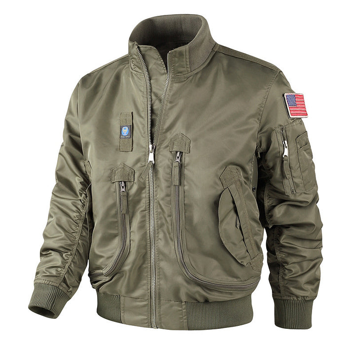 Herren bomberjacke mit hohem Kragen und multifunktionalen Taschen Aliams