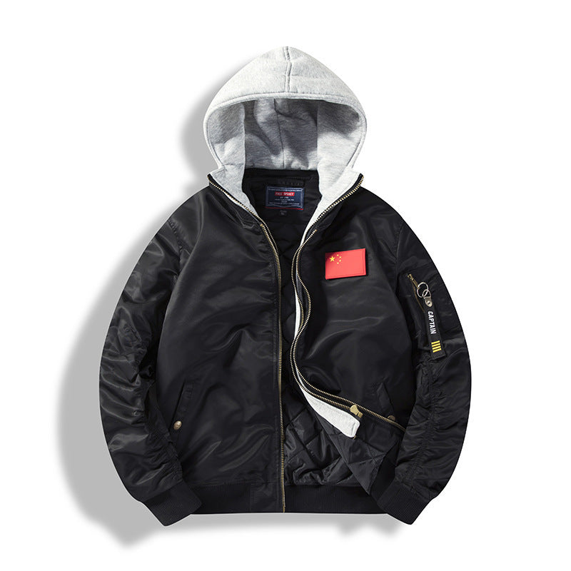 Herren funktionale Bomberjacke mit abnehmbarer Kapuze Aliams