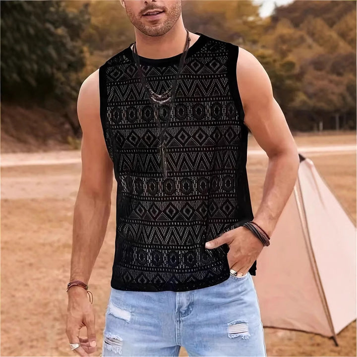 Herren Ärmelloses Netzshirt mit strukturiertem Design Aliams