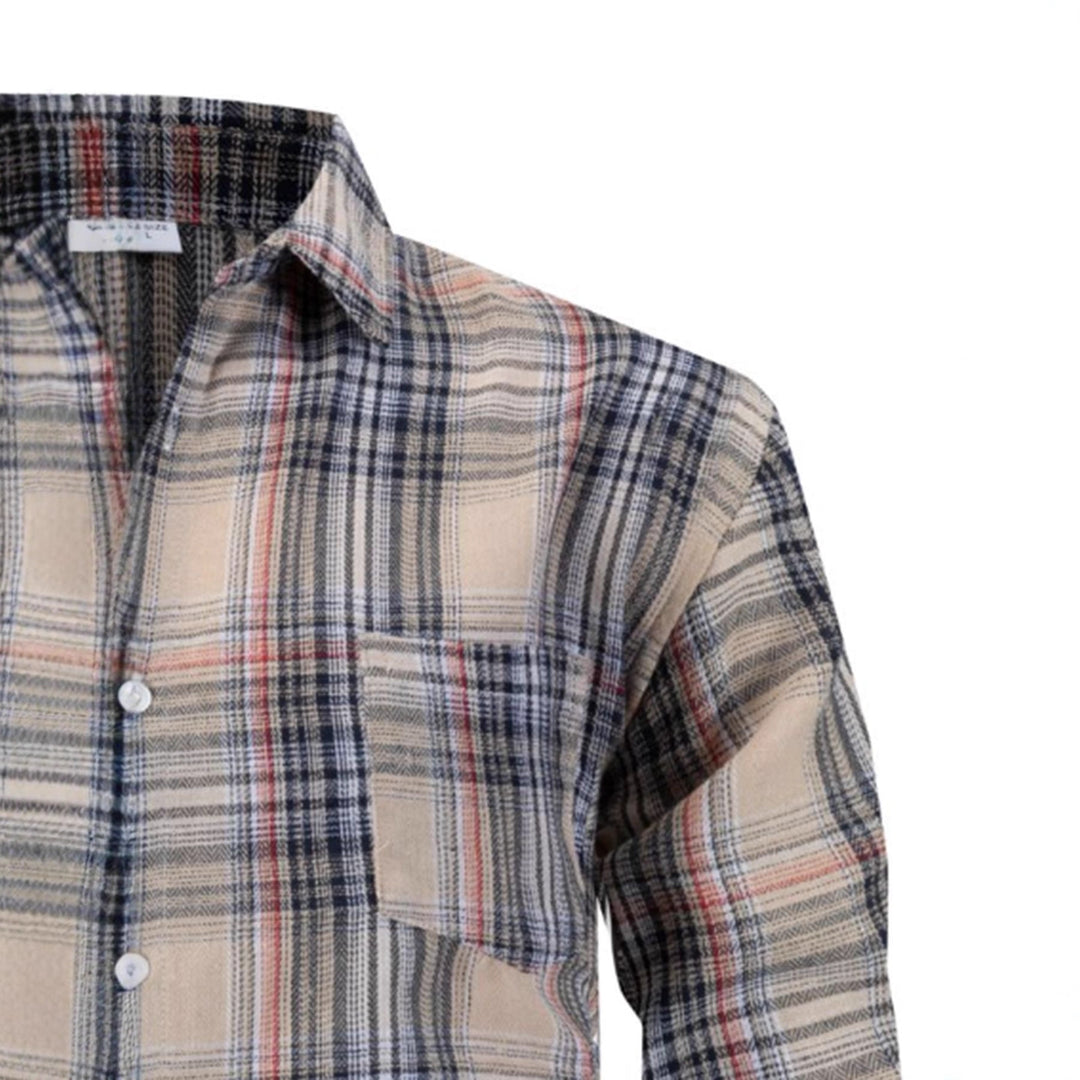 Herren kariertes Langarmhemd mit praktischer Brusttasche und bequemer Passform Aliams