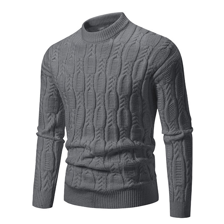 Herren Strickpullover mit Zopfdesign und hohem Kragen Aliams