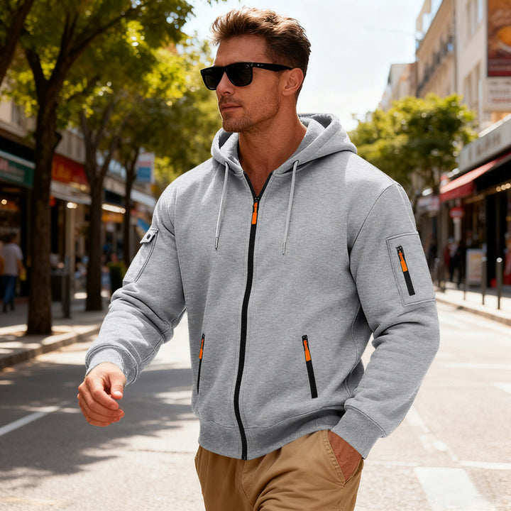 Herren funktionale Kapuzenjacke mit innovativem Reißverschluss Aliams