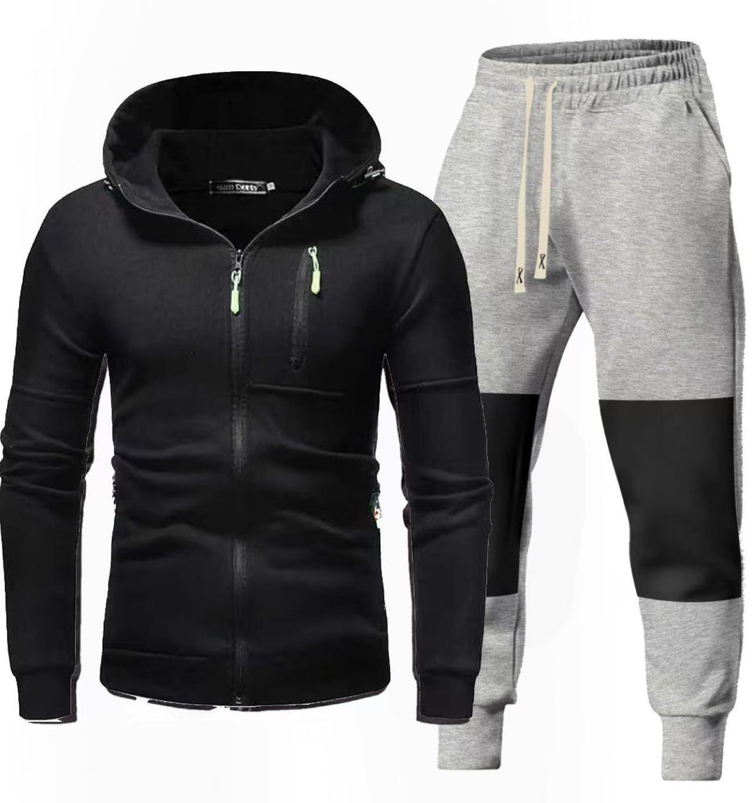Herren Sportliches Hoodie- und Jogginghose-Set mit Funktionalen Reißverschlusstaschen Aliams