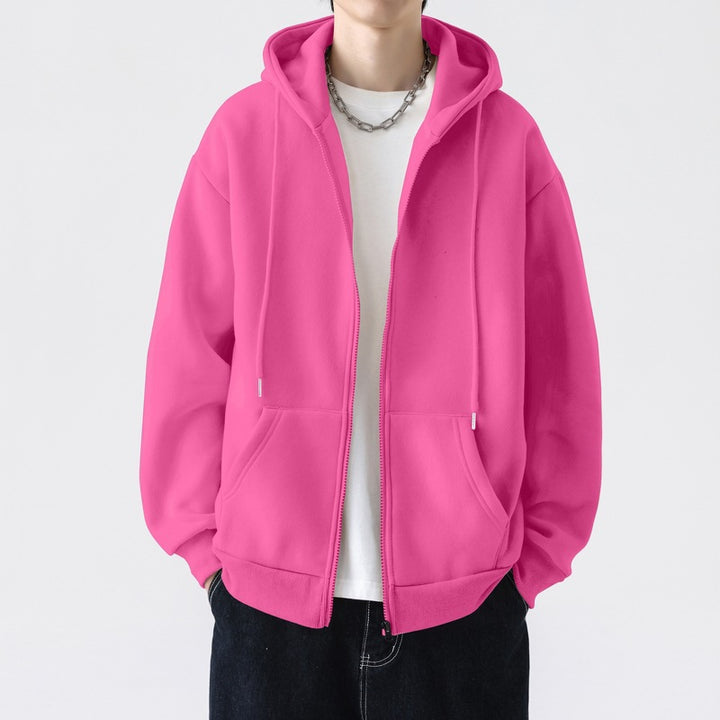 Herren Kapuzensweatjacke mit durchgehendem Reißverschluss und legerer Passform Aliams