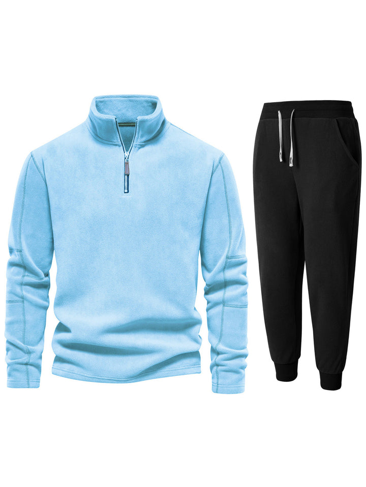 Herren Fleece-Relaxanzug mit Stehkragen und langen Hosen Aliams