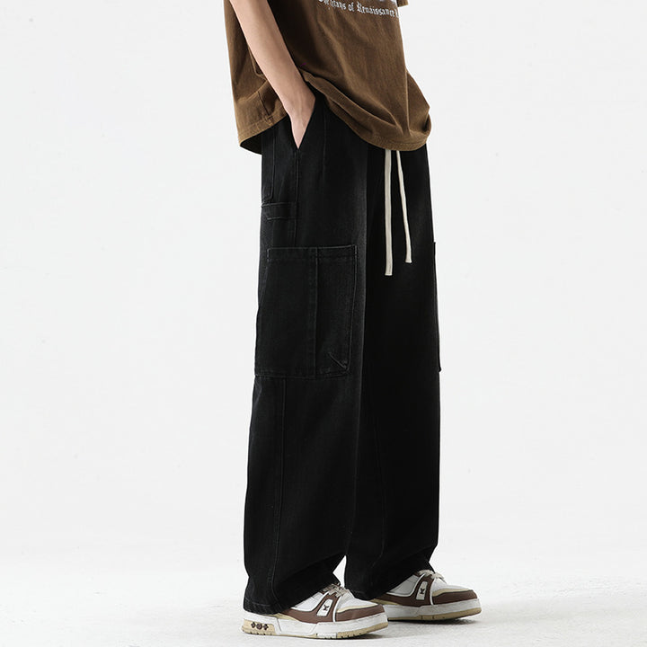 Herren Überdimensionierte Jeans-Hose mit multifunktionalen Taschen Aliams