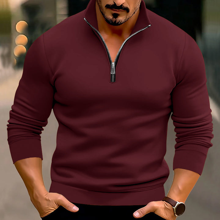 Herren Strickpullover mit halbem Reißverschluss und bequemem Schnitt Aliams