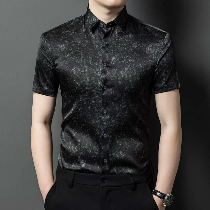 Herren Kurzarmhemd mit eleganter Marmor-Optik Aliams