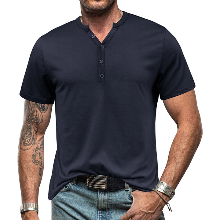 Herren Kurzarm-Henley-Shirt mit eleganter Knopfleiste und bequemem Schnitt Aliams