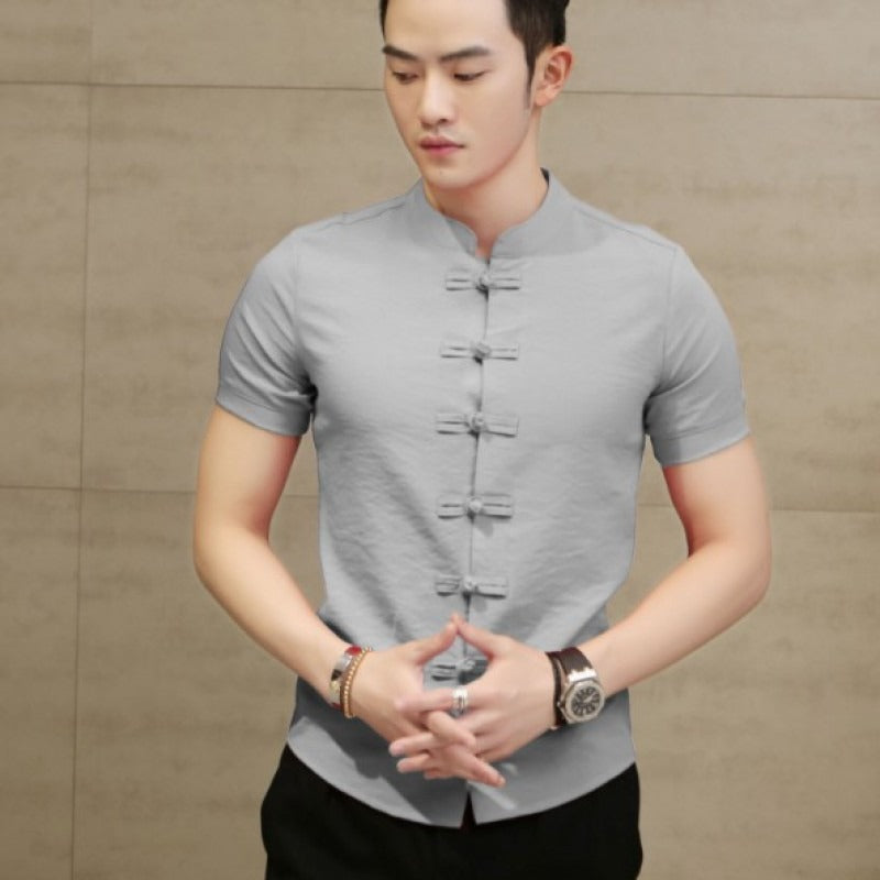 Herren Kurzarmhemden mit stilvollen Knopfdetails Aliams