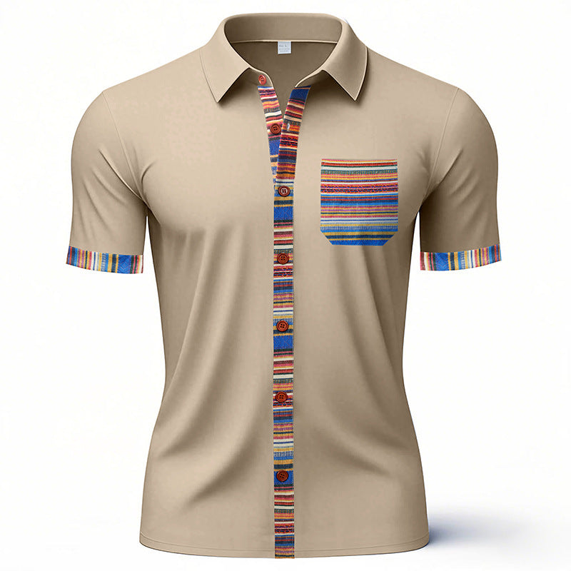 Herren Kurzarm-Hemd mit stilvollem Streifenmuster und praktischen Brusttaschen Aliams