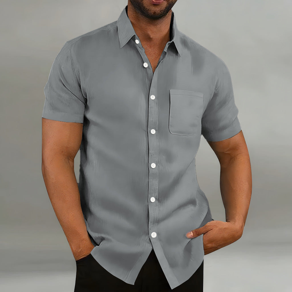 Herren Kurzarm-Hemd mit Brusttasche und modernem Schnitt Aliams