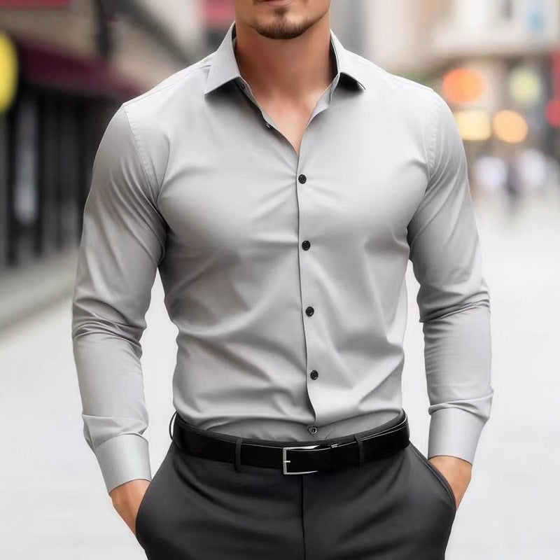 Herren Elegantes Slim-Fit Langarmhemd Aliams