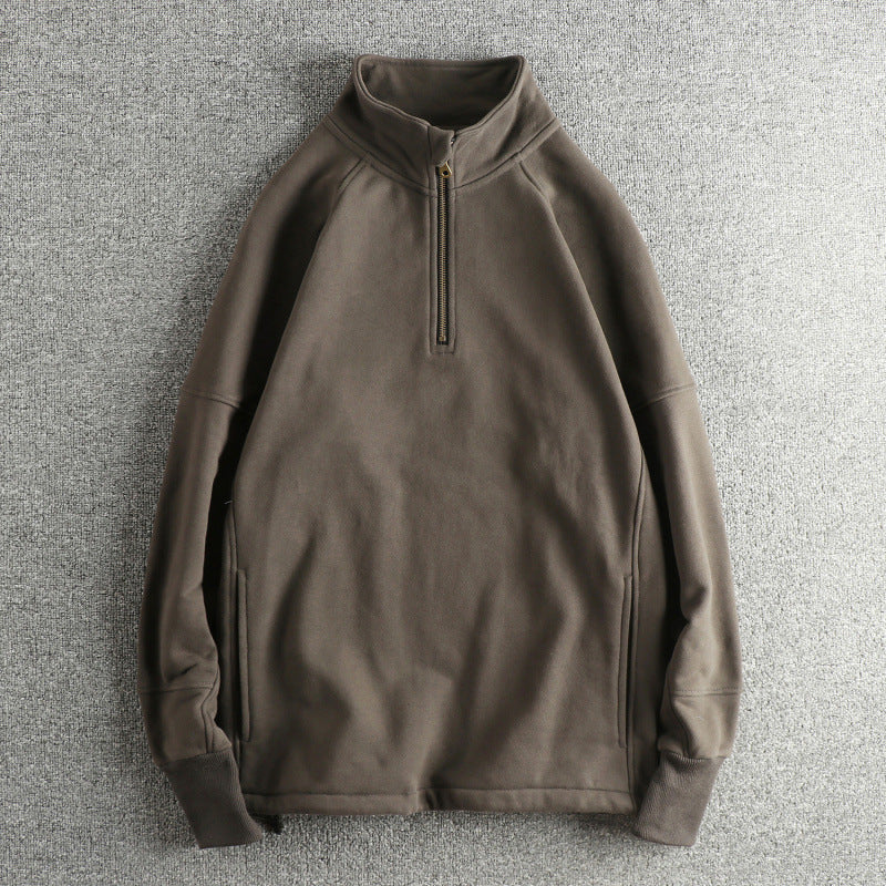 Herren Fleecejacke mit halbem Reißverschluss und seitlichen Eingrifftaschen Aliams