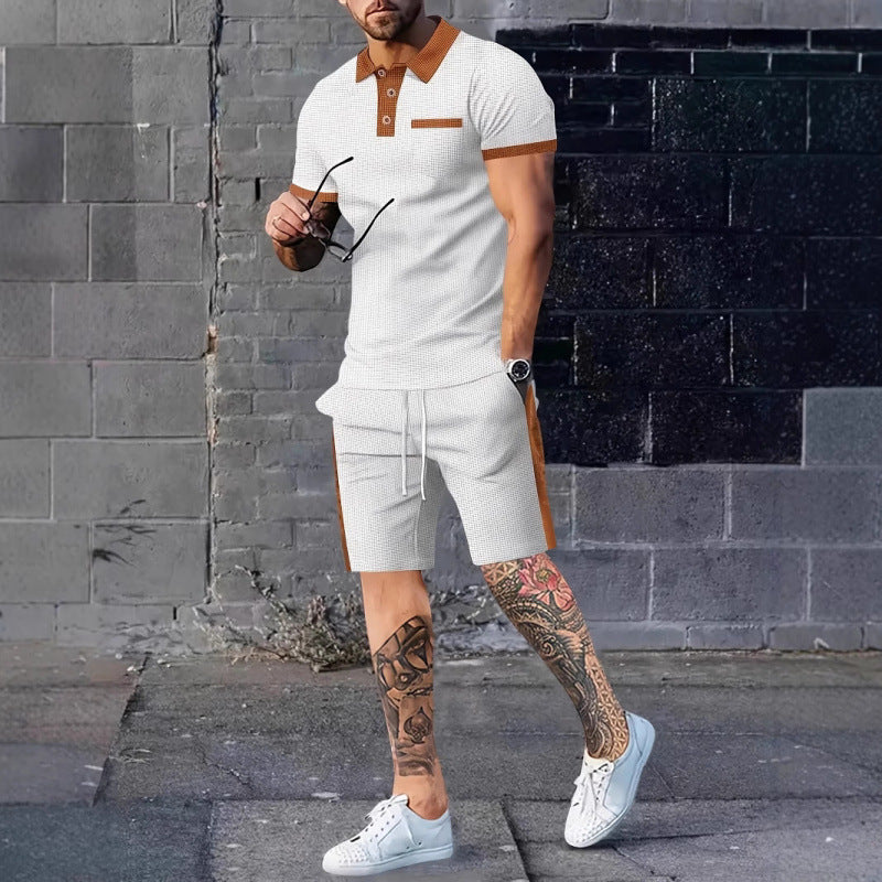 Herren Poloshirt und Shorts Set mit stylischem Kontrastdesign Aliams