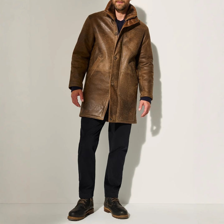 Herren hochwertige Lammfell-Langjacke Aliams