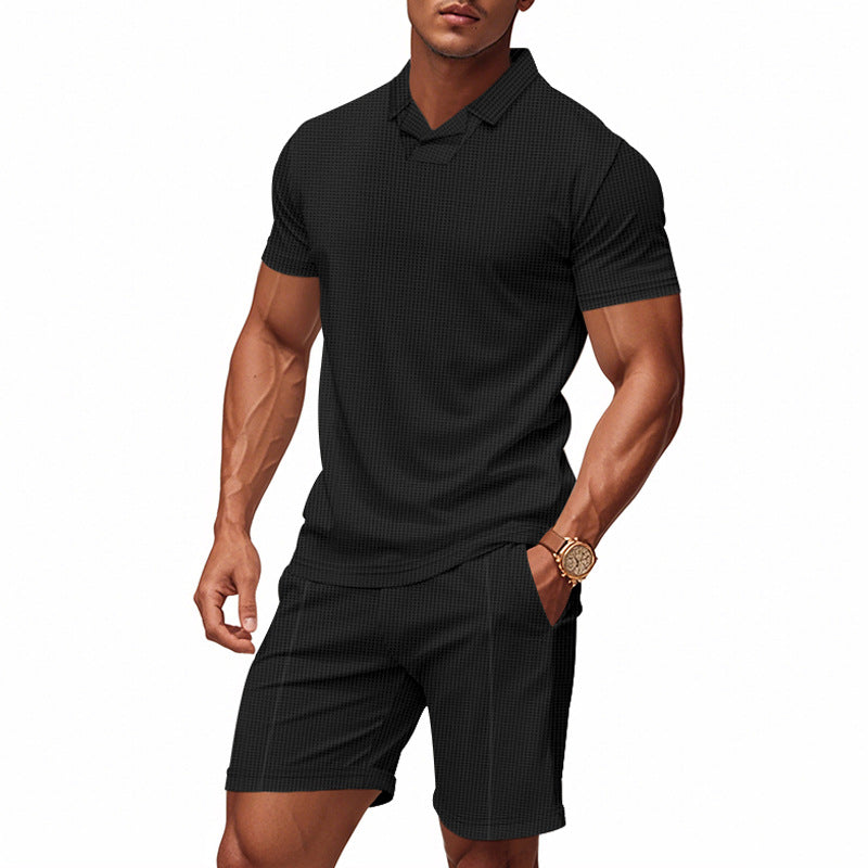 Herren sportliches Kurzarm-Komplettoutfit mit strukturiertem Design Aliams