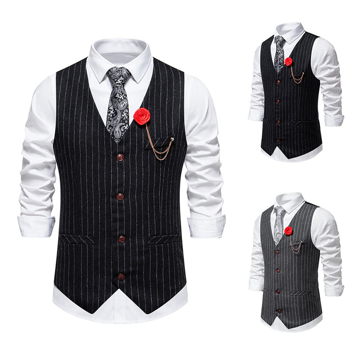 Herren elegante Weste mit schmalem Hahnentrittmuster und asymmetrischen Akzenten Aliams