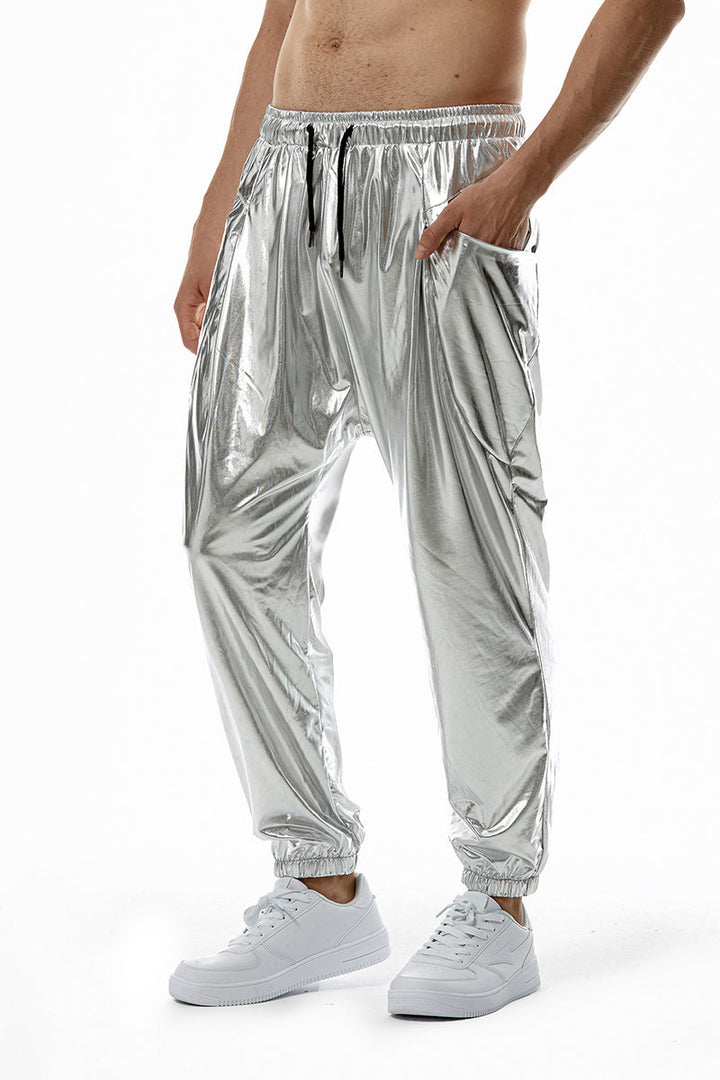 Herren Sportliche Relaxed-Fit Trainingshose mit reflektierender Oberfläche Aliams