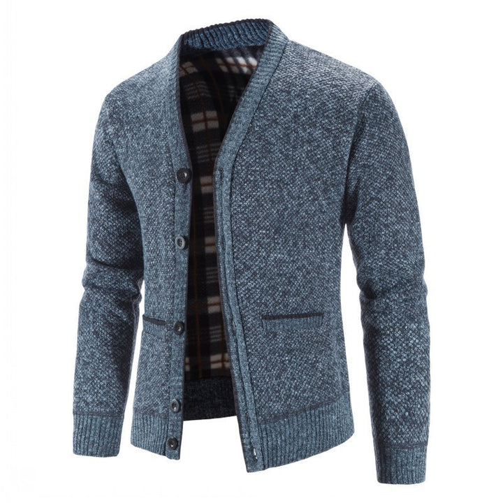 Herren Warm gefütterte Strickjacke mit modischem Schnitt Aliams