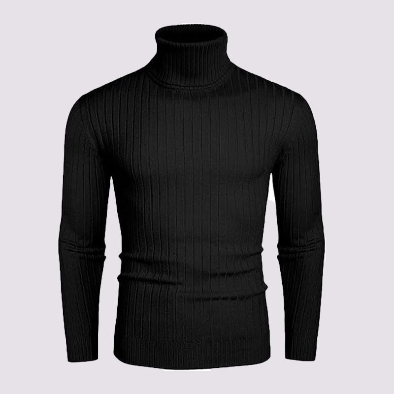 Herren Strickpullover mit hohem Kragen und Rippenmuster Aliams