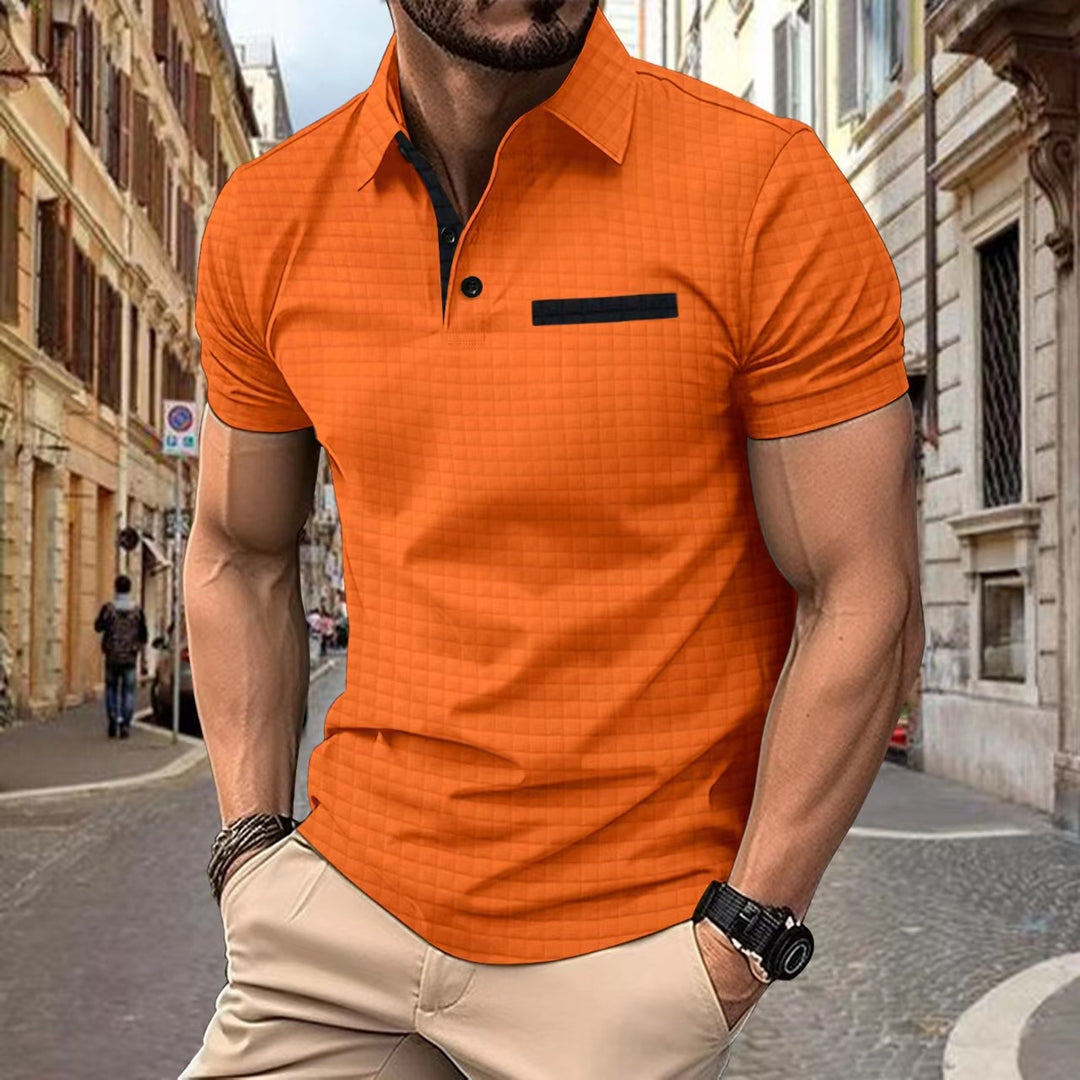 Herren elegantes Kurzarm-Polohemd mit strukturiertem Design Aliams
