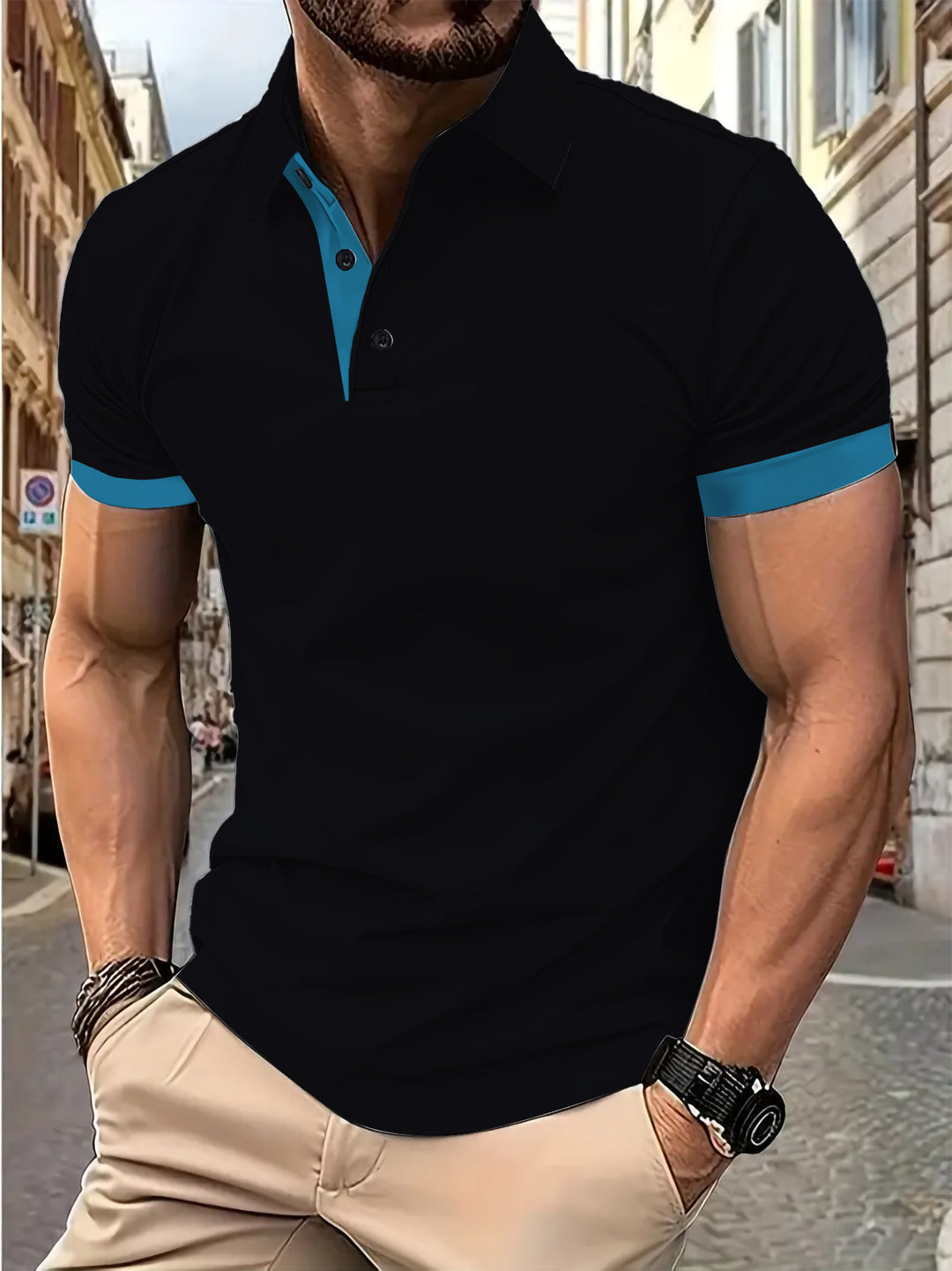 Herren Poloshirt mit modischem Kontrastdetail Aliams
