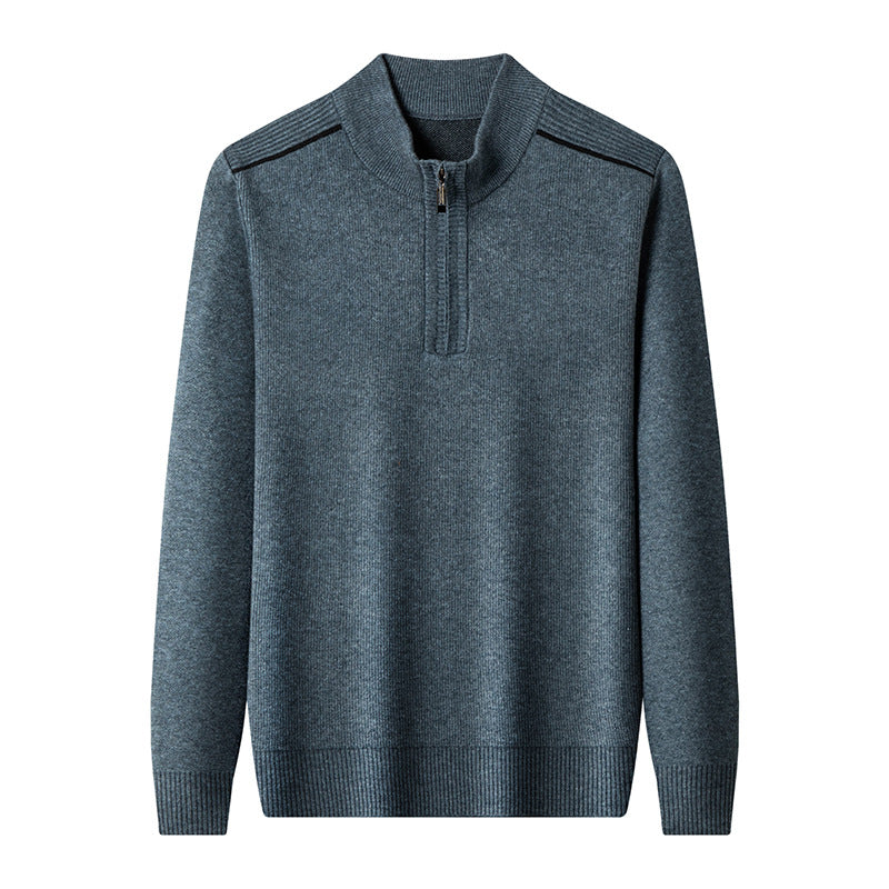 Herren eleganter Stehkragenpullover mit halbem Reißverschluss Aliams