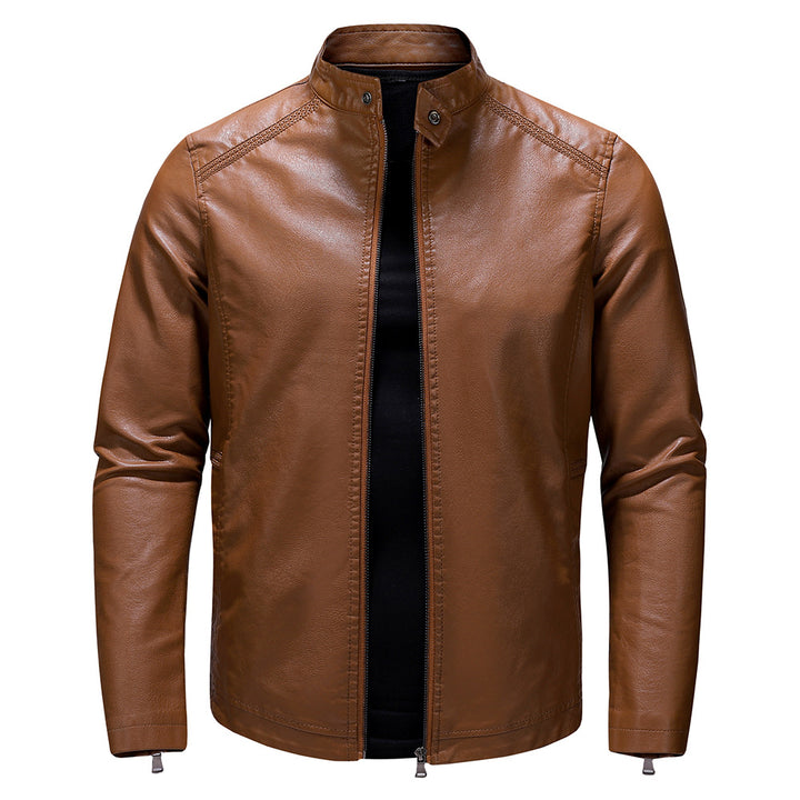 Herren Kunstlederjacke im modernen Casual-Stil mit praktischen Taschen Aliams