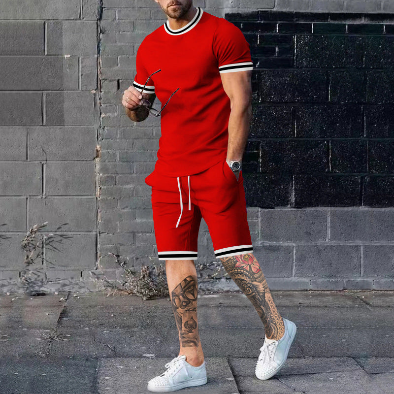 Herren Kurzarm Freizeit-Outfit mit sportlichen Kontrastdetails Aliams