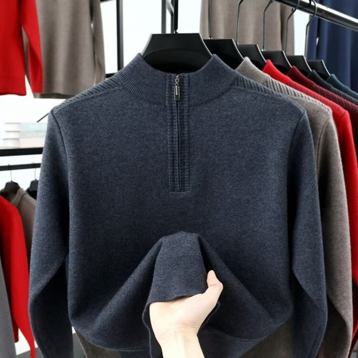 Herren funktionaler Rollkragenpullover mit halbzipper und strukturiertem Design Aliams