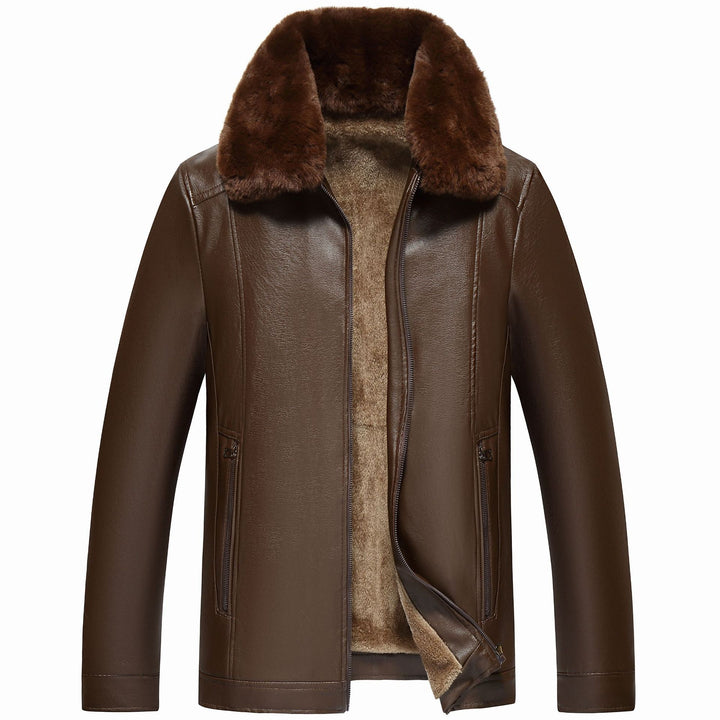 Herren warme Lammlederjacke mit gefüttertem Kragen Aliams