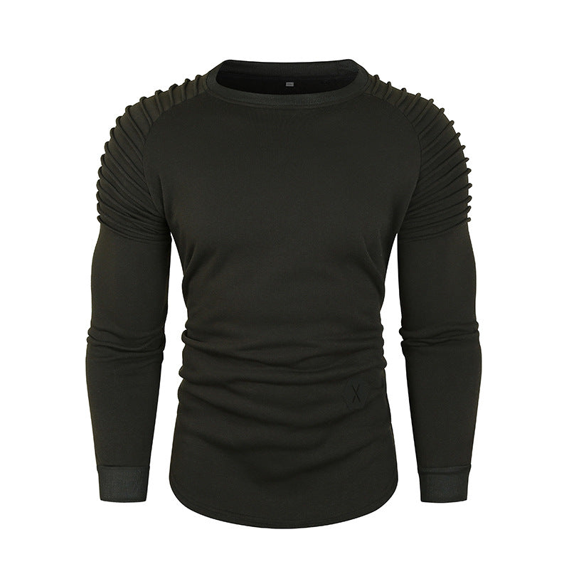 Herren Rundhalsshirt mit strukturierten Ärmeln und figurbetontem Schnitt Aliams