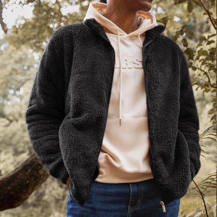 Herren Fleecejacke mit hohem Kragen und praktischen Taschen Aliams
