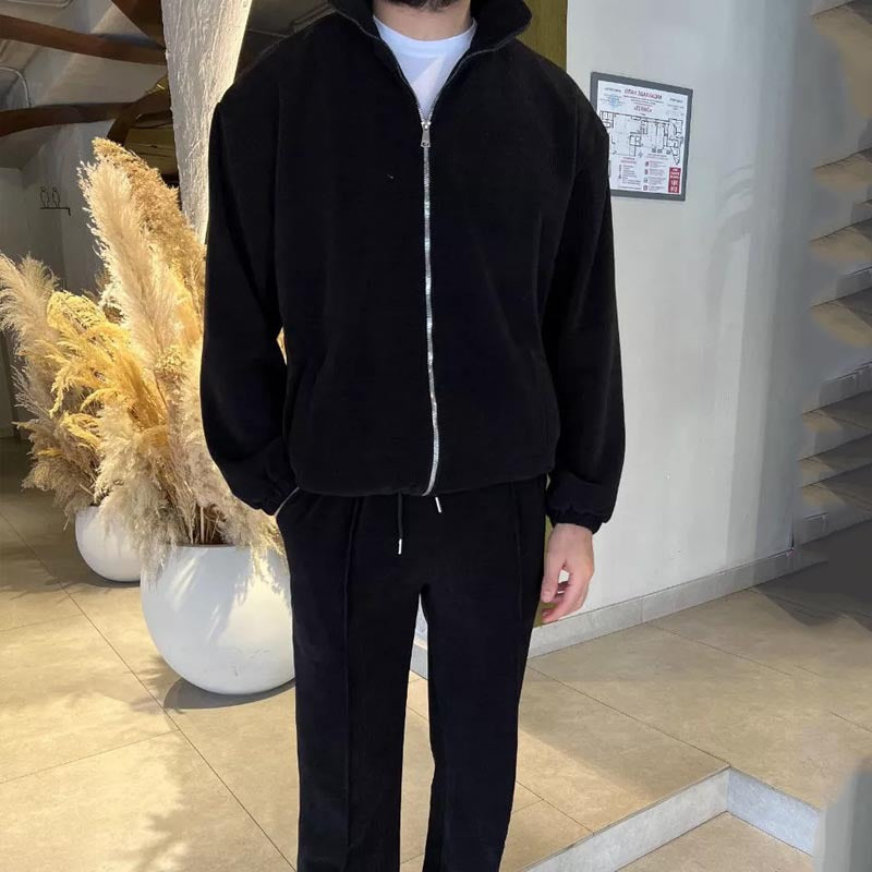 Herren Freizeitanzug aus weichem Cordmaterial mit hoher Atmungsaktivität und praktischem Reißverschluss Aliams