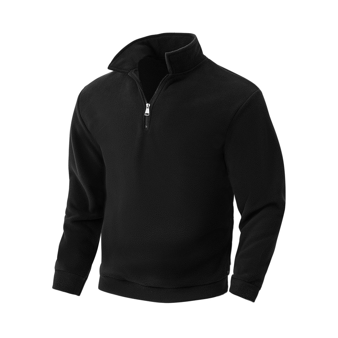 Herren Fleece-Pullover mit halbem Reißverschluss und hohem Kragen Aliams