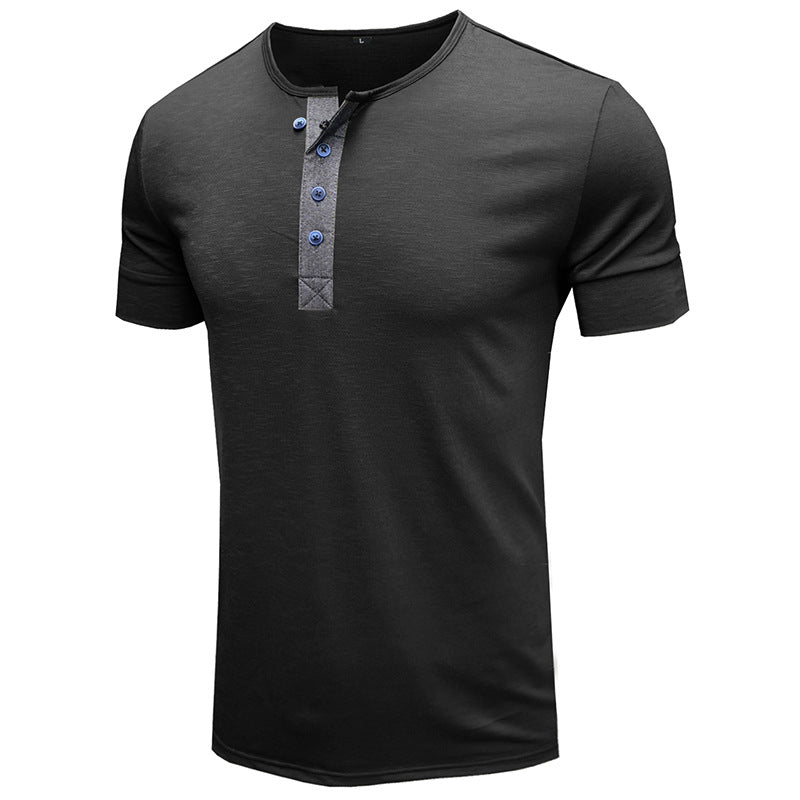 Herren Kurzarm-Henley Shirt mit modischen Knopfdetails Aliams