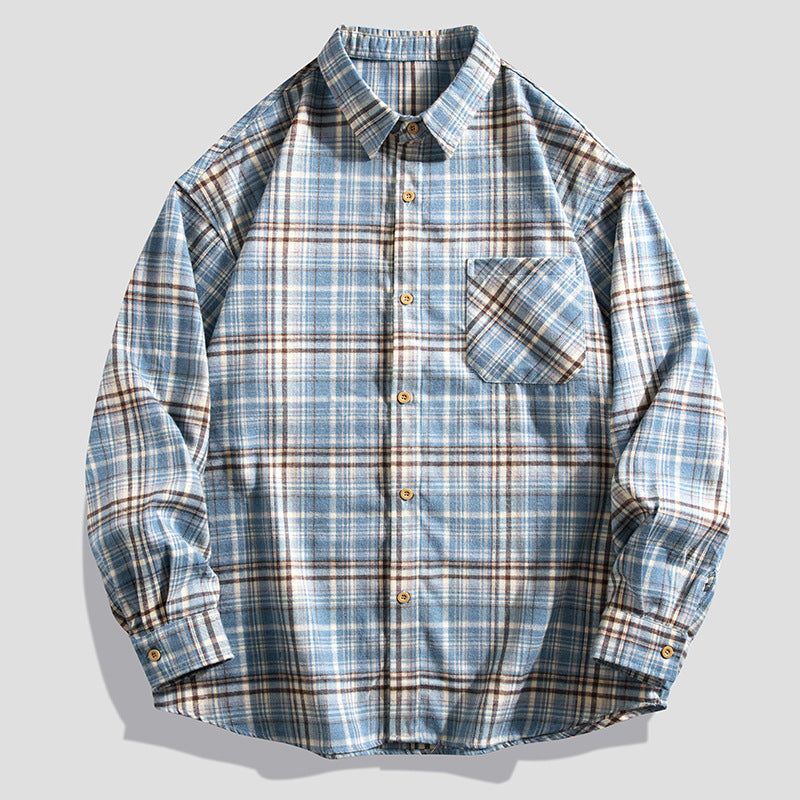 Herren kariertes Langarmhemd Aliams