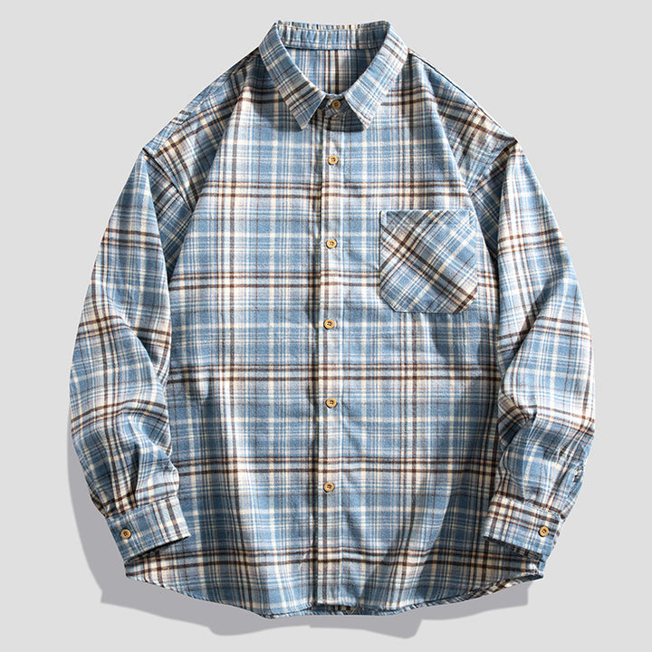 Herren kariertes Langarmhemd Aliams