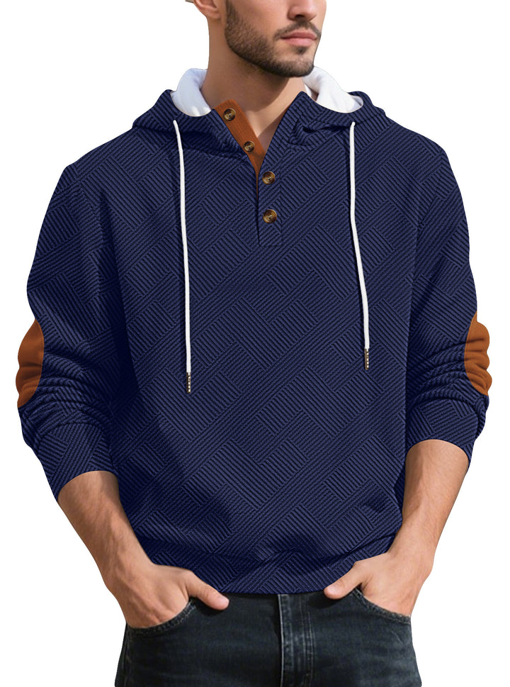 Herren Kapuzenpullover mit Knopfleiste und strukturiertem Design Aliams