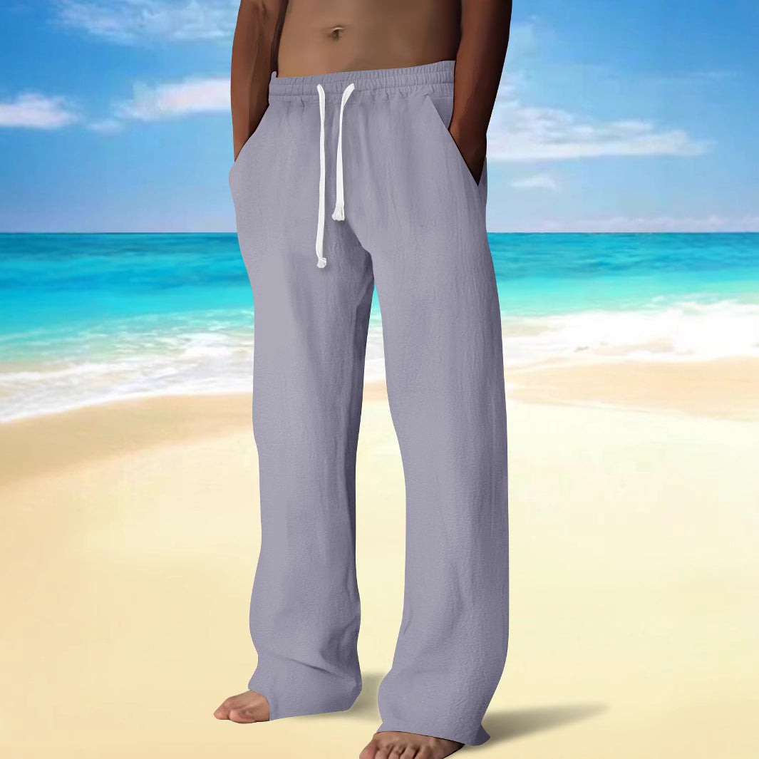 Herren bequeme Strandhose mit elastischem Bund und Seitentaschen Aliams