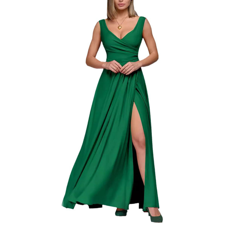 Aliams | Damen Elegantes Maxikleid mit Seitlichem Schlitz