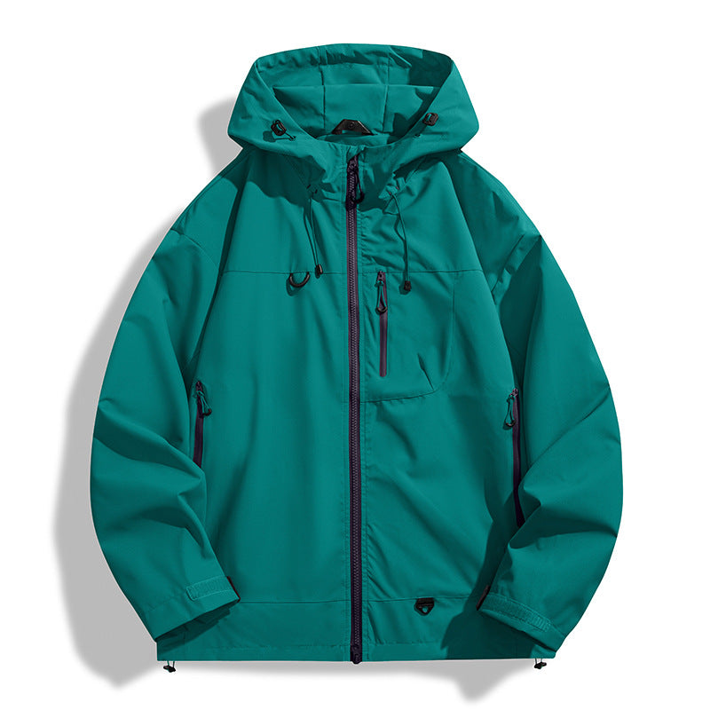 Herren wasserdichte Outdoor-Jacke mit Kapuze und atmungsaktiven Einsätzen Aliams