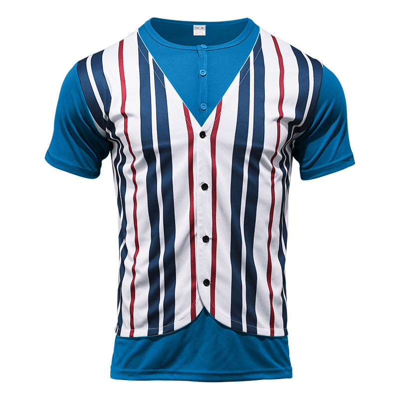 Herren Kurzarm-Henley-Shirt mit gestreiftem Design und modernem Schnitt Aliams