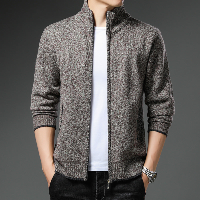 Herren Fleecejacke mit hochgeschlossenem Kragen und praktischen Reißverschlusstaschen Aliams