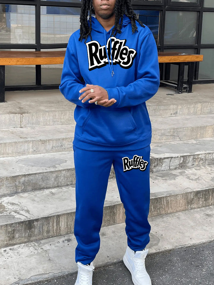 Herren gemütlicher Hoodie und Jogginghose Set mit auffälligem Logo Aliams