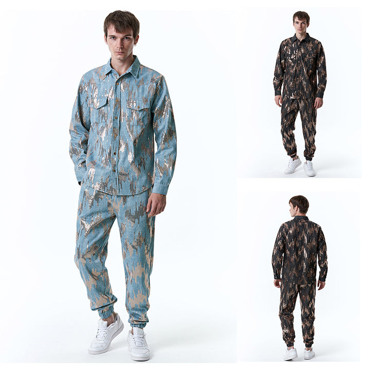 Herren Designer-Jogginganzug mit glitzerndem Muster Aliams