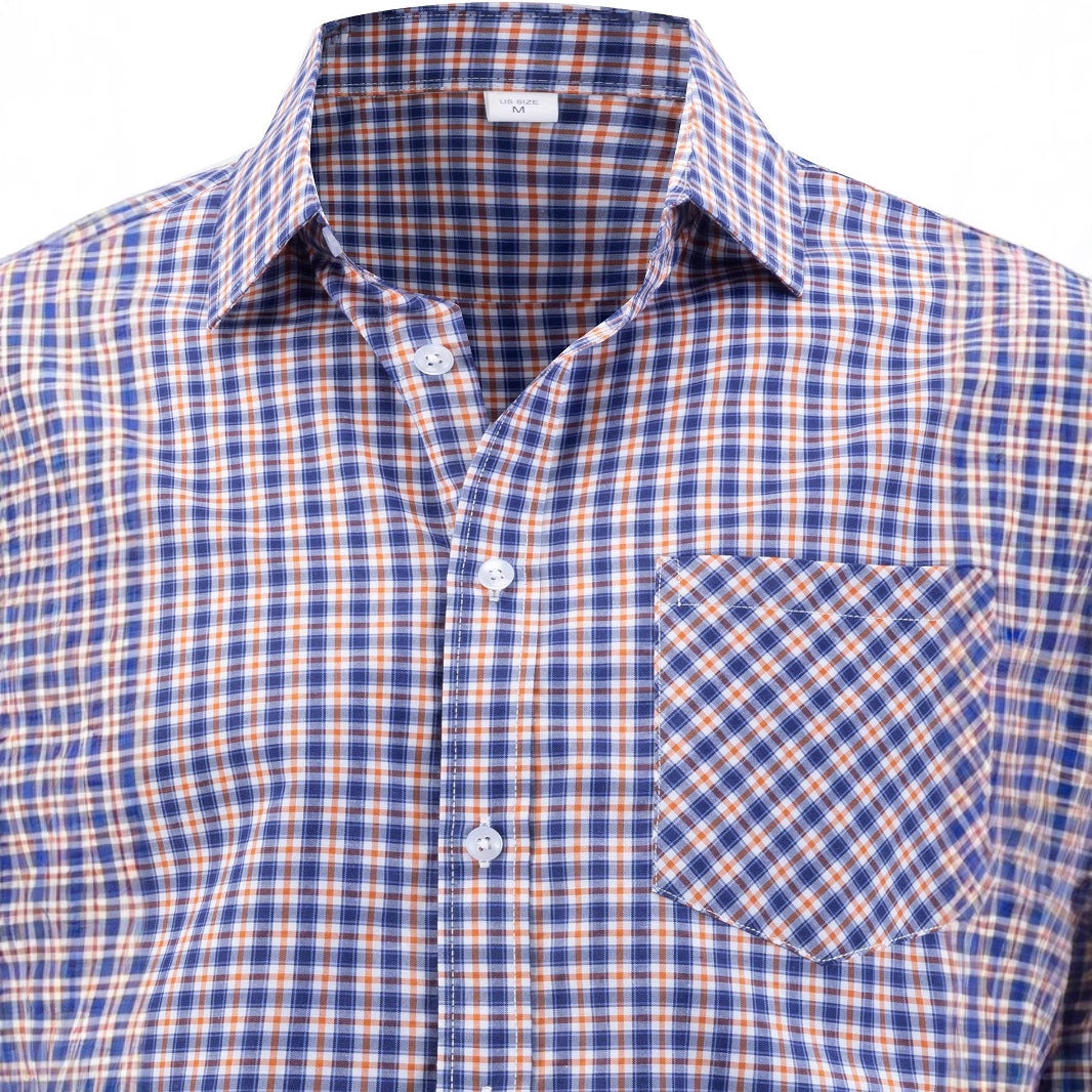 Herren kariertes Langarmhemd mit modernem Schnitt und Brusttasche Aliams